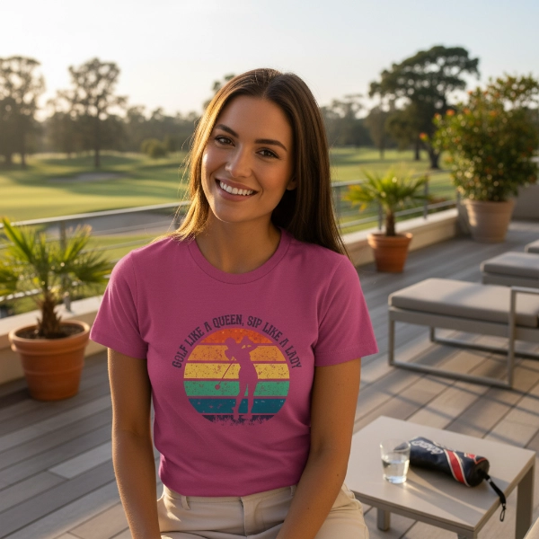Sunset - Golf Like a Queen, Sip Like a Lady | Frauen T-Shirt
