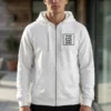 Golfschriftzug minimalistisch | Brusttasche bestickt | Unisex Zip-Hoodie