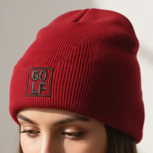 Schriftzug Golf im Quadrat | Beanie mit hochwertiger Stickerei