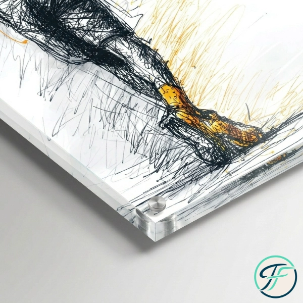 Golfer im Abschwung | Dynamische skizzierte Sportillustration | Acrylglasdruck